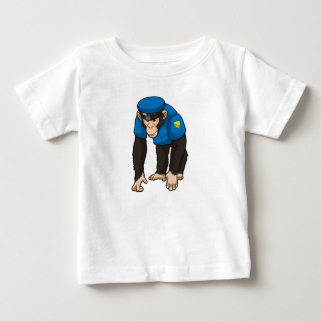 Monkey as Police officer with Uniform Baby T-Shirt (Front)
