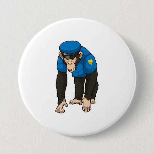 Monkey as Police officer with Uniform Button (Front)