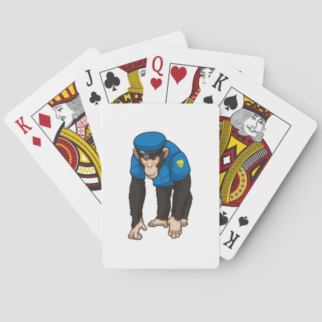 Monkey as Police officer with Uniform Poker Cards (Back)