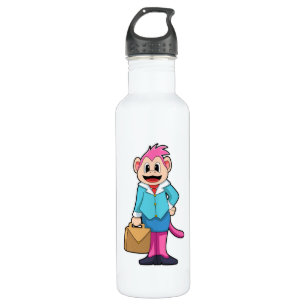 Monkey as Secretary with Bag Stainless Steel Water Bottle