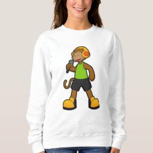 Monkey as Singer with Microphone & Headphone Sweatshirt