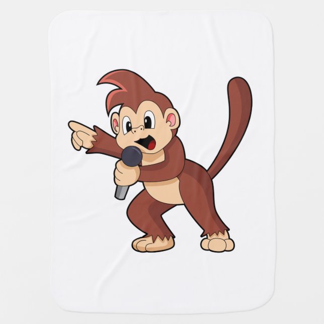 Monkey as Singer with Microphone.PNG Baby Blanket (Front)