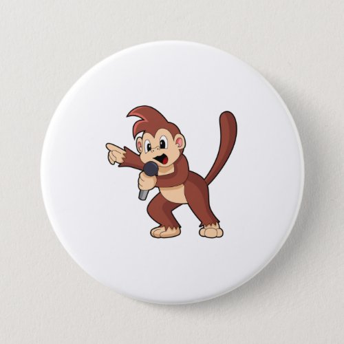 Monkey as Singer with MicrophonePNG Button