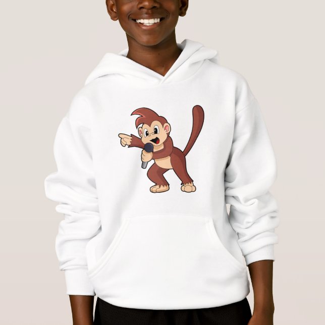 Monkey as Singer with Microphone.PNG Hoodie (Front)