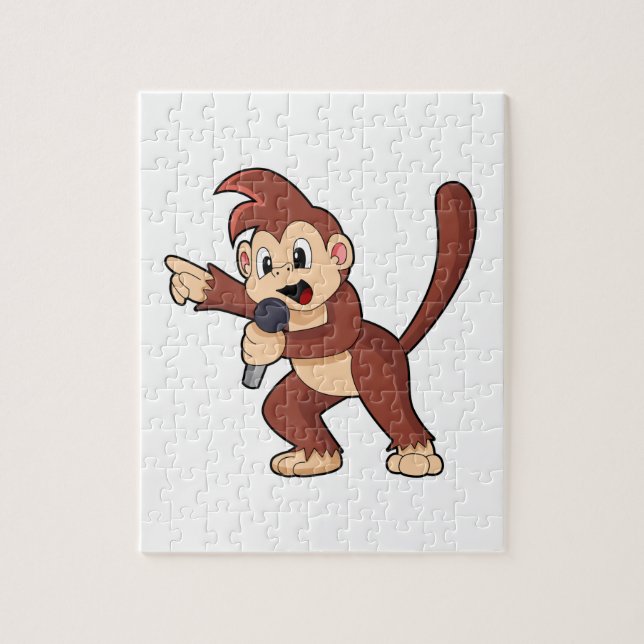 Monkey as Singer with Microphone.PNG Jigsaw Puzzle (Vertical)