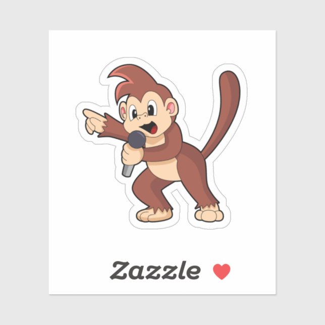 Monkey as Singer with Microphone.PNG Sticker (Sheet)