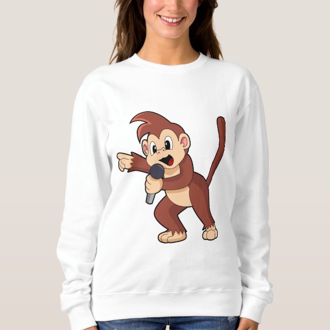 Monkey as Singer with Microphone.PNG Sweatshirt (Front)