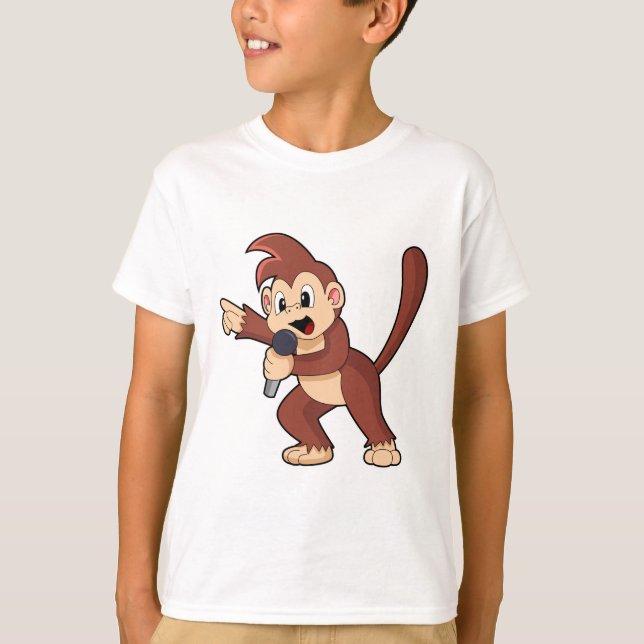 Monkey as Singer with Microphone.PNG T-Shirt (Front)