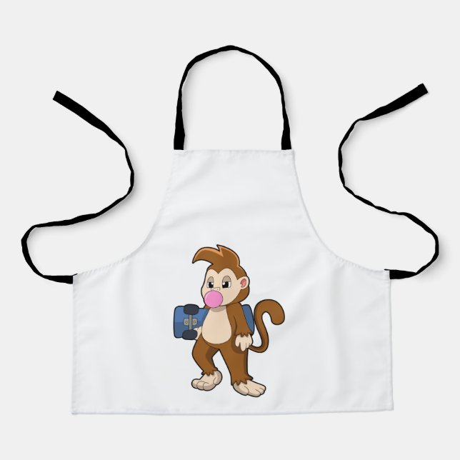 Monkey as Skater with Skateboard Apron (Front)