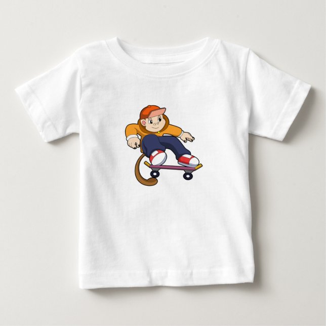 Monkey as Skater with Skateboard Baby T-Shirt (Front)