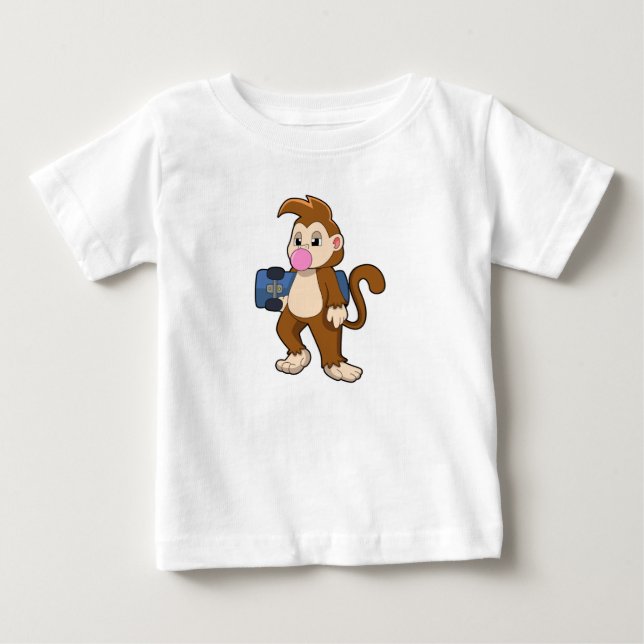 Monkey as Skater with Skateboard Baby T-Shirt (Front)