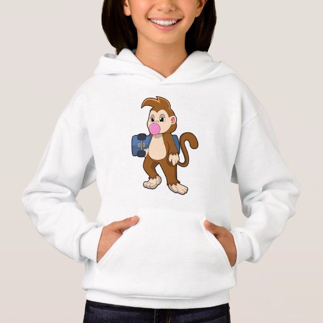 Monkey as Skater with Skateboard Hoodie (Front)