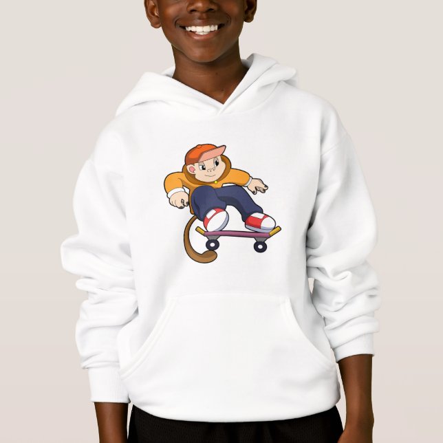 Monkey as Skater with Skateboard Hoodie (Front)