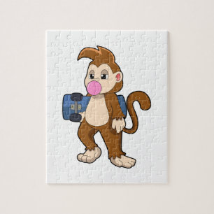 Monkey as Skater with Skateboard Jigsaw Puzzle
