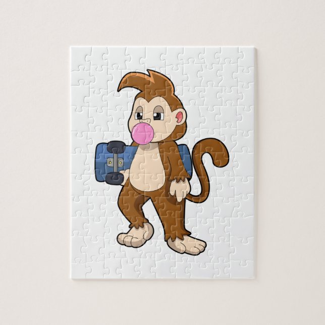 Monkey as Skater with Skateboard Jigsaw Puzzle (Vertical)