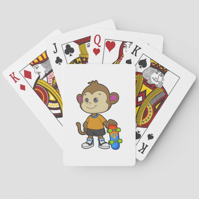Monkey as Skater with Skateboard Poker Cards (Back)