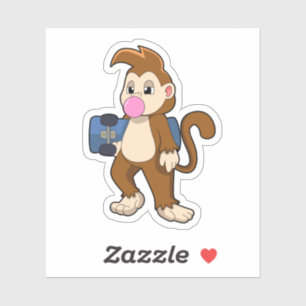 Monkey as Skater with Skateboard Sticker