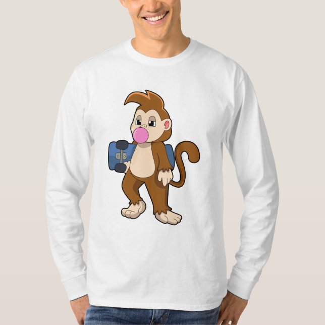 Monkey as Skater with Skateboard T-Shirt (Front)