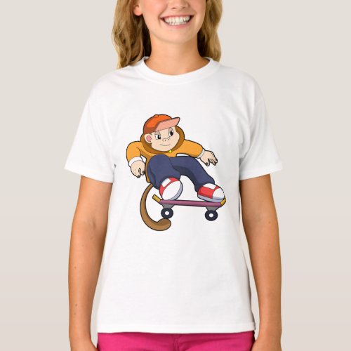 Monkey as Skater with Skateboard T_Shirt