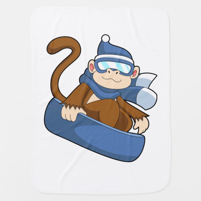 Monkey as Snowboarder with Sonowboard.PNG Baby Blanket (Front)