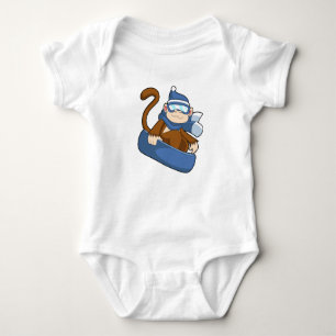 Monkey as Snowboarder with Sonowboard.PNG Baby Bodysuit