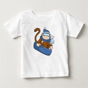 Monkey as Snowboarder with Sonowboard.PNG Baby T-Shirt