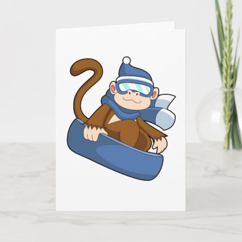 Monkey as Snowboarder with SonowboardPNG Card