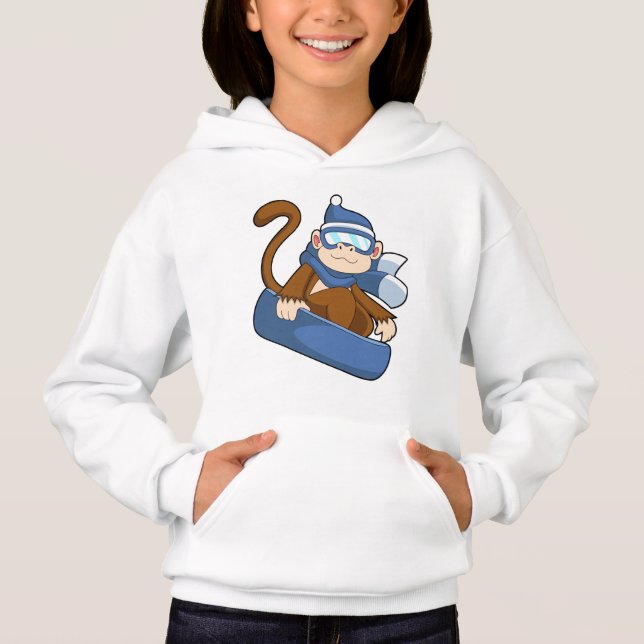 Monkey as Snowboarder with Sonowboard.PNG Hoodie (Front)