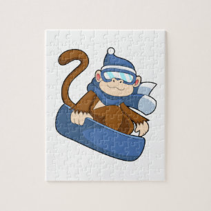 Monkey as Snowboarder with Sonowboard.PNG Jigsaw Puzzle