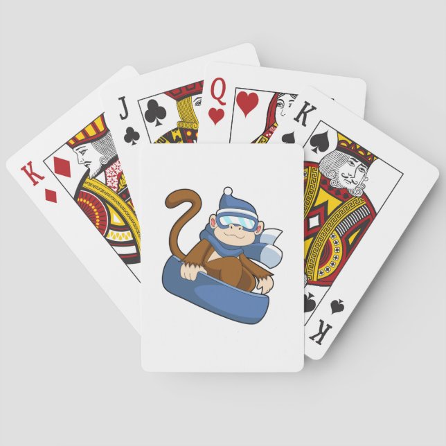 Monkey as Snowboarder with Sonowboard.PNG Poker Cards (Back)