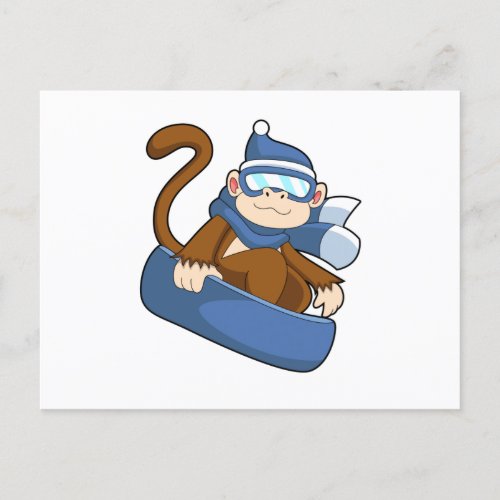 Monkey as Snowboarder with SonowboardPNG Postcard