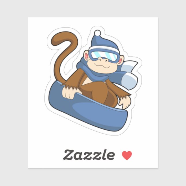 Monkey as Snowboarder with Sonowboard.PNG Sticker (Sheet)