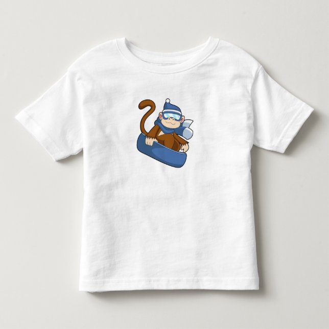 Monkey as Snowboarder with Sonowboard.PNG Toddler T-shirt (Front)