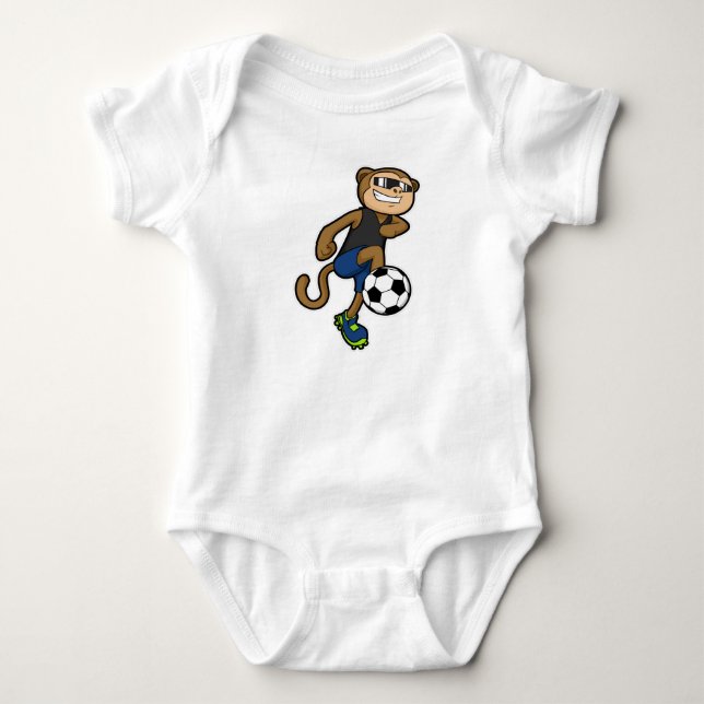 Monkey as Soccer player at Soccer Baby Bodysuit (Front)