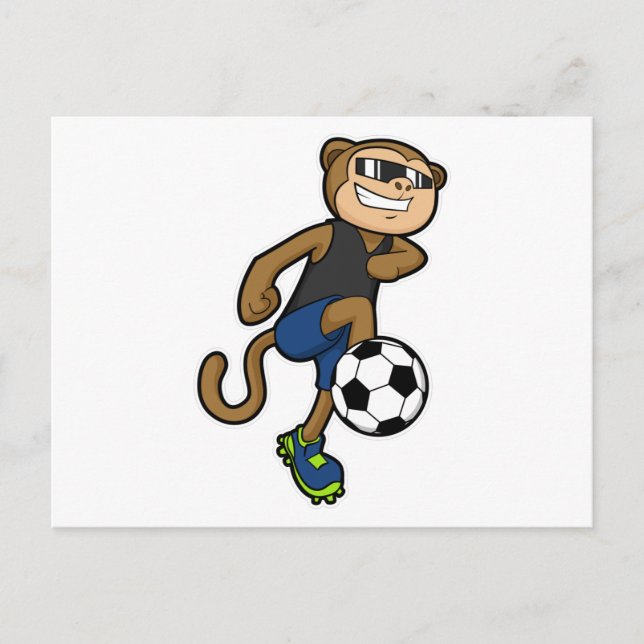 Monkey as Soccer player at Soccer Postcard (Front)