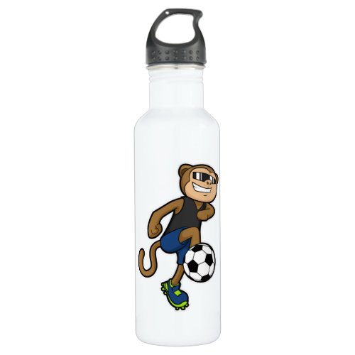 Monkey as Soccer player at Soccer Stainless Steel Water Bottle