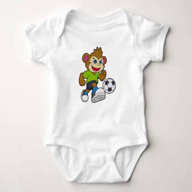 Monkey as Soccer player with Soccer Baby Bodysuit (Front)