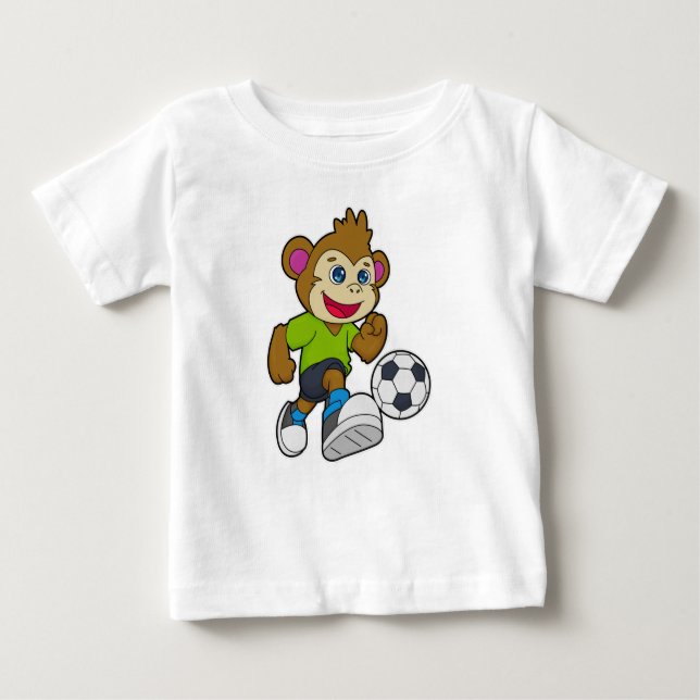 Monkey as Soccer player with Soccer Baby T-Shirt (Front)