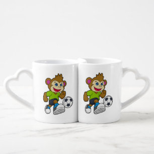 Monkey as Soccer player with Soccer Coffee Mug Set