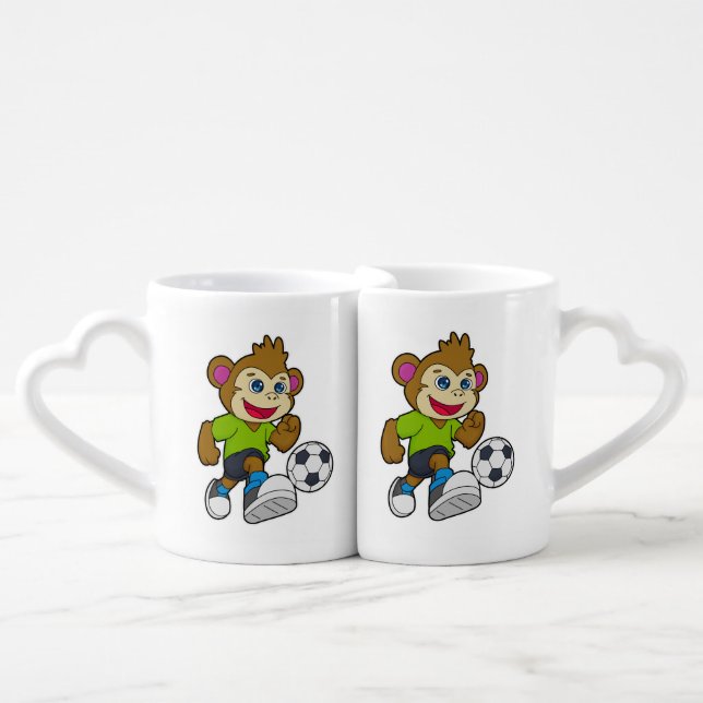 Monkey as Soccer player with Soccer Coffee Mug Set (Front Nesting)