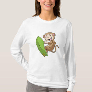 Monkey as Surfer with Surfboard T-Shirt