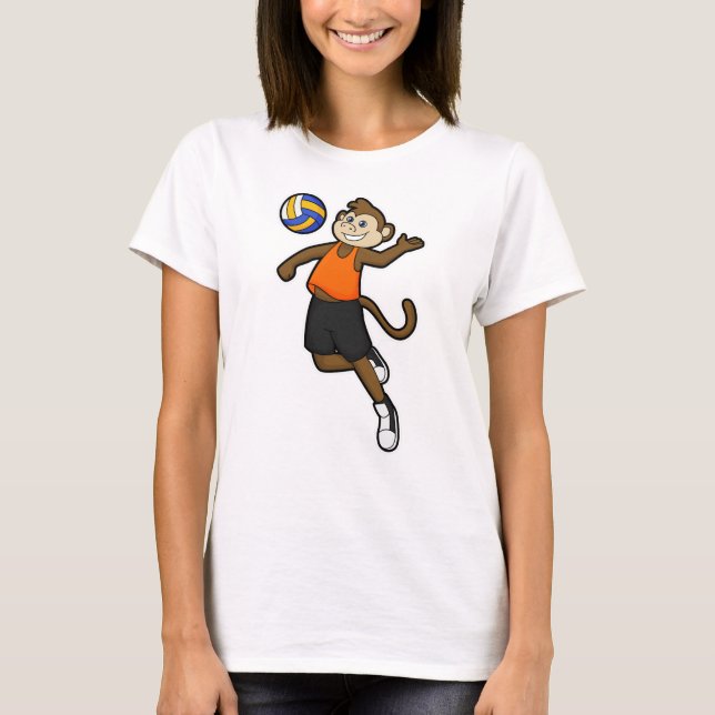 Monkey as Volleyball player with Volleyball T-Shirt (Front)