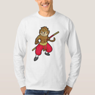 Monkey as Warrior with Staff & Headband T-Shirt