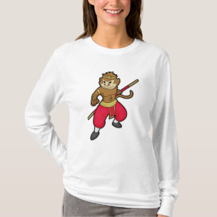 Monkey as Warrior with Staff & Headband T-Shirt
