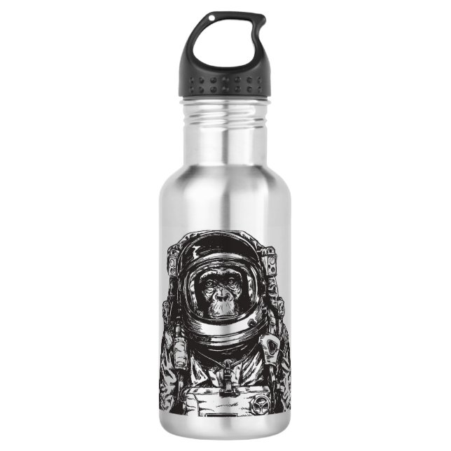 Monkey Astronaut | Add Your Name Stainless Steel Water Bottle (Front)