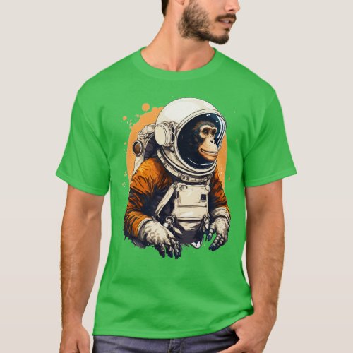 Monkey Astronaut art T_Shirt