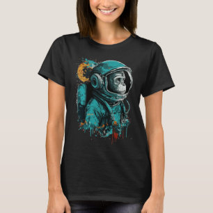 Monkey Astronaut Outer Space Explorer Science Stud T-Shirt