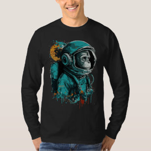 Monkey Astronaut Outer Space Explorer Science Stud T-Shirt