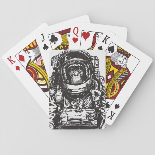Monkey Astronaut Playing Cards