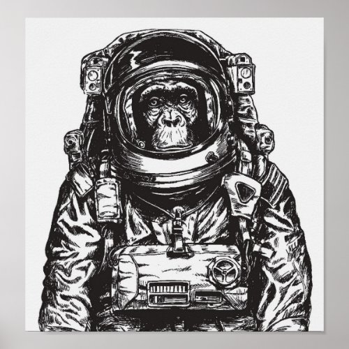 Monkey Astronaut Poster